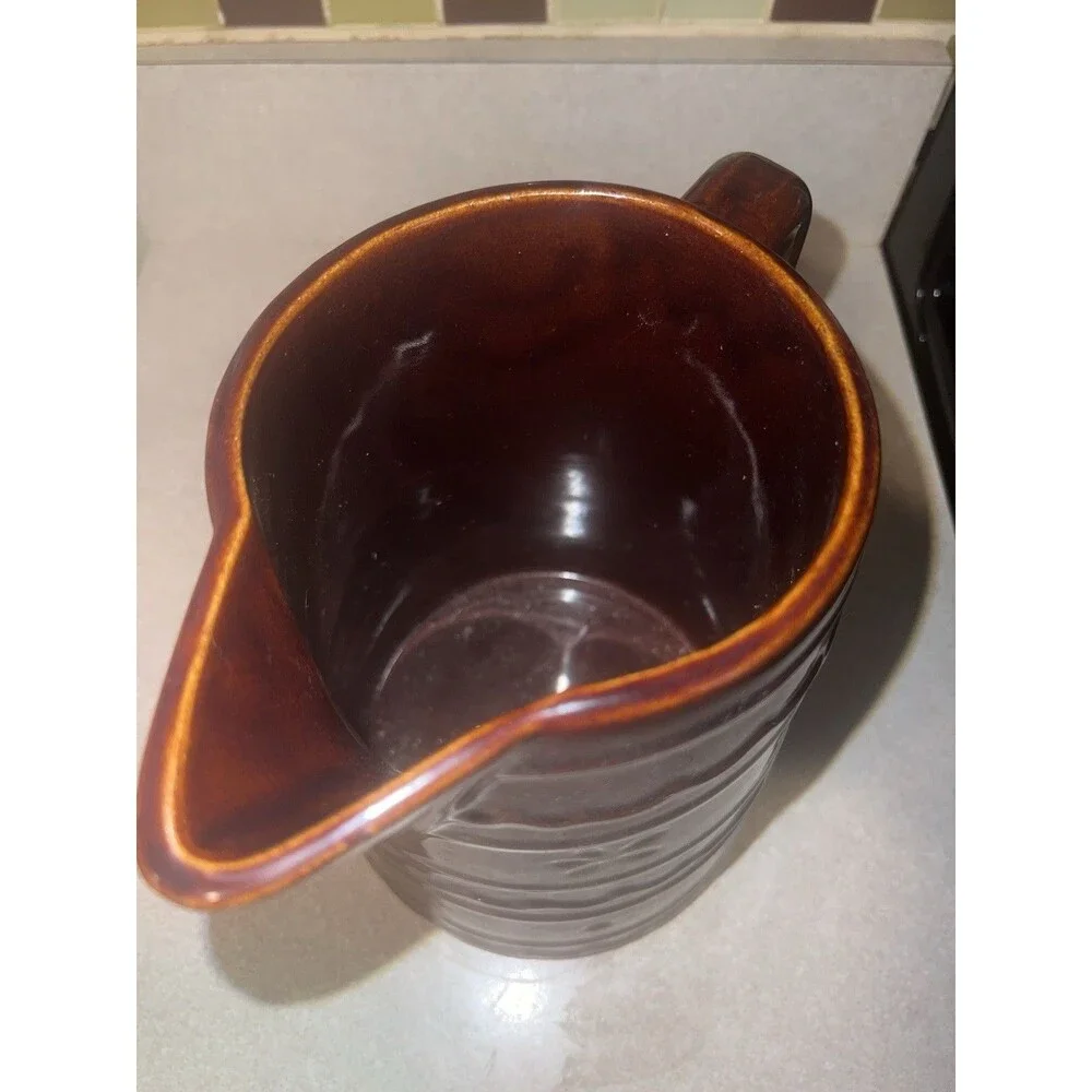 MAR-CREST Oven-Proof STONEWARE PITCHER 2 Qt Brown Pottery Farmhouse Vintage